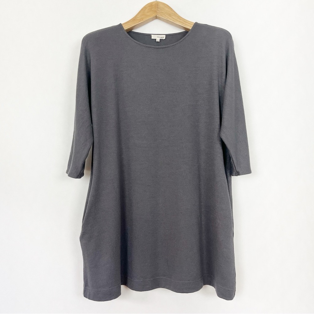 Aritzia Wilfred Free Grey Long Sleeve Tunic Mini Dress Size Small Pockets‎